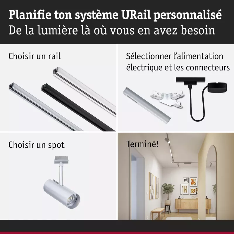 Foco para riel URail Theron, foco individual de 1100 lm, 11 W, 4000 K, regulable, 230 V