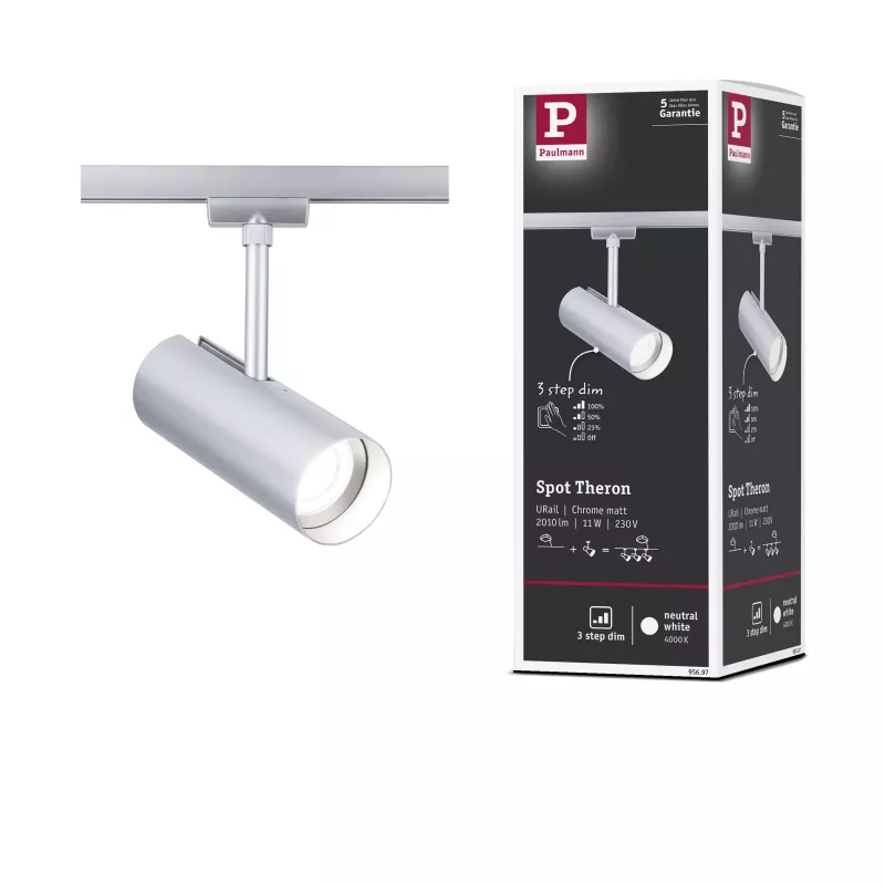 Foco para riel URail Theron, foco individual de 1100 lm, 11 W, 4000 K, regulable, 230 V