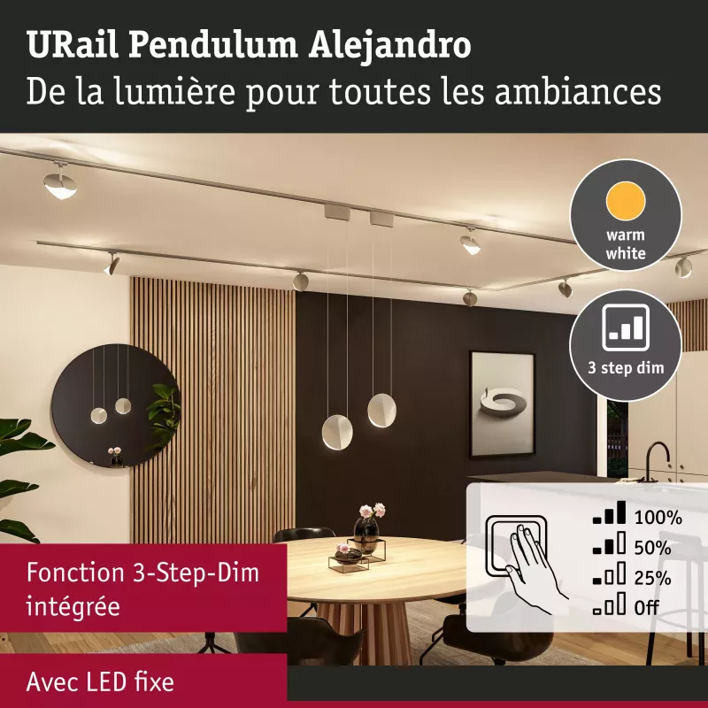 URail Suspension 3-Step-Dim Alejandro 800lm 10W 3000K gradable 230V PAULMANN 34 - Cimaise Tableau 