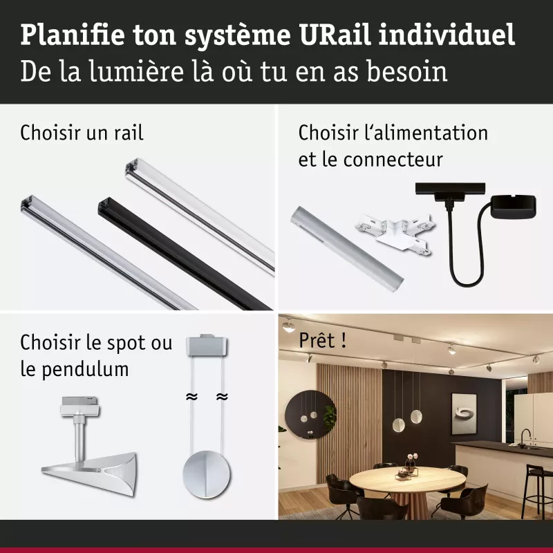 URail Suspension 3-Step-Dim Alejandro 800lm 10W 3000K dimmable 230V PAULMANN 36 - Cimaise Tableau 