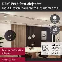 URail Pendelleuchte Alejandro, 3-stufig dimmbar, 800 lm, 10 W, 4000 K, 230 V - système d'accrochage et décoration - détail 4