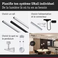 Lámpara de suspensión URail con atenuación en 3 pasos, Alejandro, 800 lm, 10 W, 4000 K, regulable, 230 V - système d'accrochage et décoration - détail 6