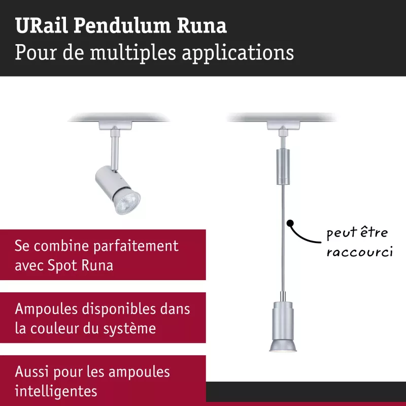 URail Pendant Lamp Runa GU10 max. 10W dimmable 230V PAULMANN 39 - Cimaise Tableau 