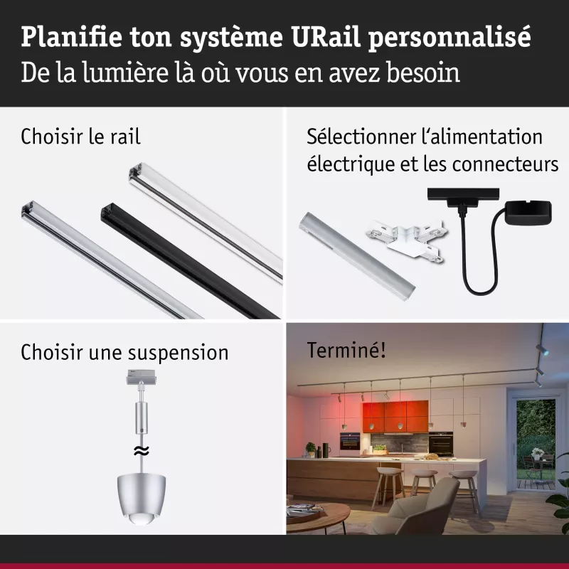 URail Suspension Smart Home Zigbee 3.0 Tyros RGBW 200lm 4.5W RGBW+ dimmable 230V PAULMANN 40 - Cimaise Tableau 