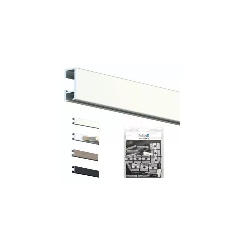 Cimaise click rail + clips de fixation + vis & chevilles - cimaises tableaux artiteq ARTI TEQ 8 - Cimaise Tableau 