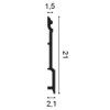 SX191 ORAC Battiscopa Duropolymer L200 x H21 x L2,1 cm ORAC DECOR 2 - Cimaise Tableau 