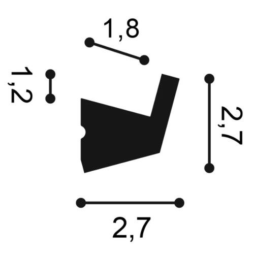 CX189 Indirect lighting Durofoam L200 x H2,7 x L2,7 cm ORAC DECOR 3 - Cimaise Tableau 