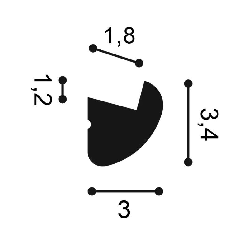CX188 Indirect lighting Durofoam L200 x H3,4 x L3 cm ORAC DECOR 3 - Cimaise Tableau 