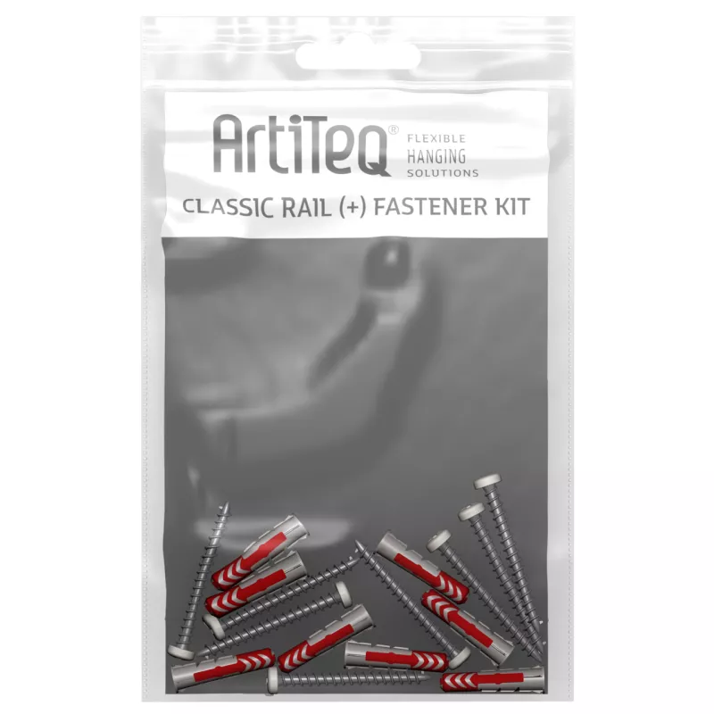Set of 8 Multimaterial screws / dowels classic rail - fixing picture rail for artiteq painting ARTI TEQ 1 - Cimaise Tableau 