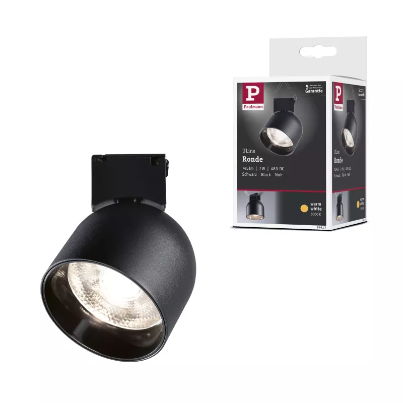 ULine - Round LED Spotlight 405lm 7W 85mm 3000K Black - Paulmann