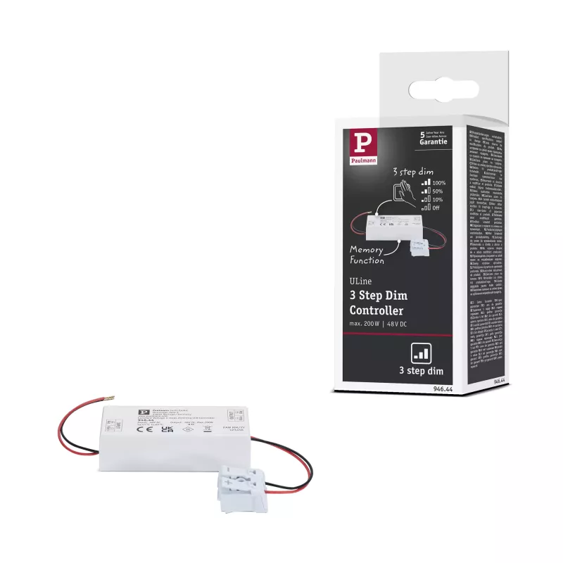 ULine – Zubehör 3-Stufen-Dimmer max. 200 W 48 V 80 x 35 mm Weiß – Paulmann