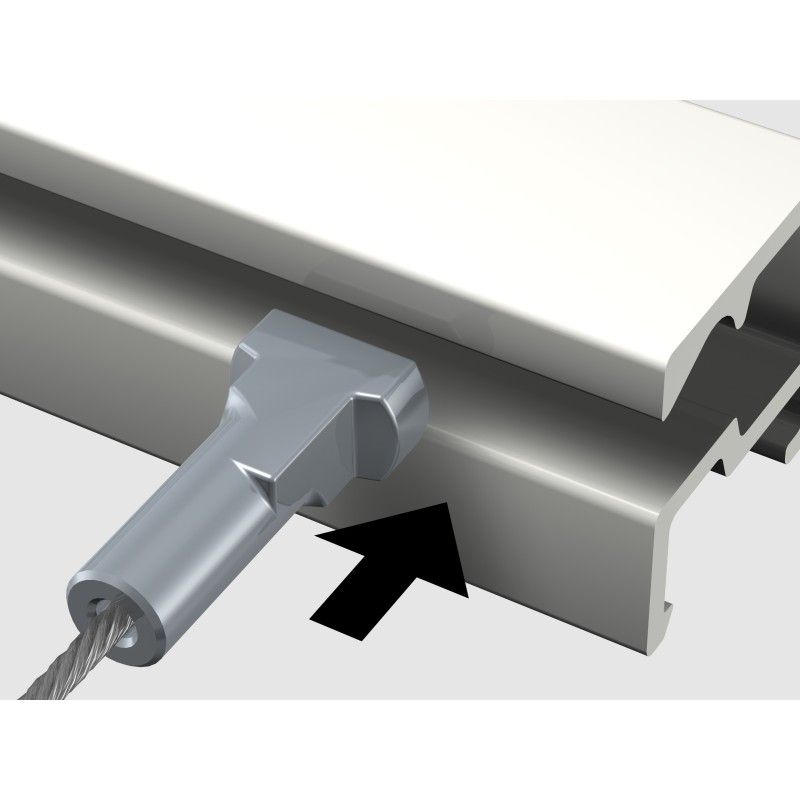 Filo d'acciaio Twister - 2 mm (INSERZIONE DAL BASSO) - appeso ai listelli per quadri ARTI TEQ 3 - Cimasa per Quadri