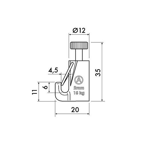 Gancho autoblocante 15 kg con sistema de seguridad - suspensión para rieles de cuadros artiteq ARTI TEQ 2 - Cimaise Tableau 