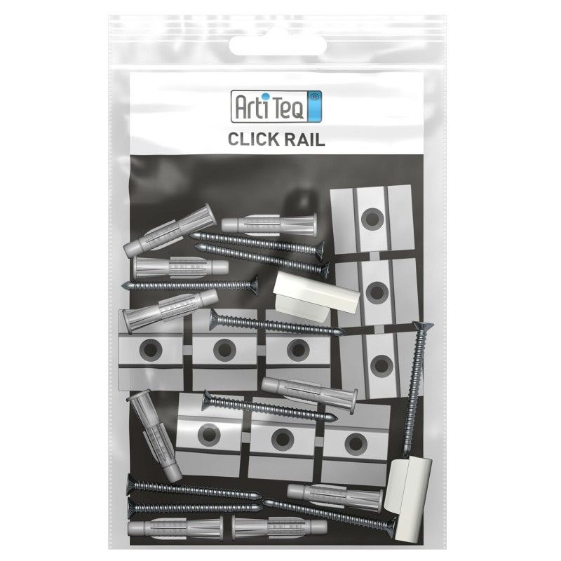 Pack de 6 Click & connect para riel click (ADICIONAL) - fijación de rieles para cuadros artiteq ARTI TEQ 2 - Cimaise Tableau