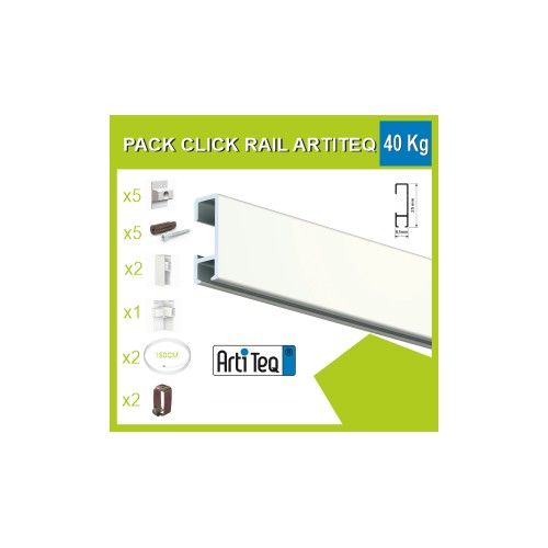 Kit per appendere quadri Artiteq Click Rail da 30 kg - Confezione per appendere quadri