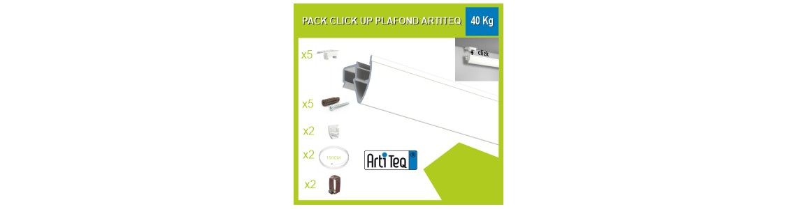 Kit de riel para cuadros de techo Artiteq Up Rail de 40 kg